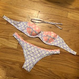 Victoria’s Secret patterned purple and pink bikini